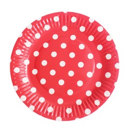 AKOAK 6 Styles 24 Count White Polka Dot Disposable Party Paper Plates,Disposable Party Dinnerware for Wedding Tea Party Birthday Baby Shower Anniversary and Camping