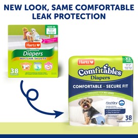Hartz Disposable Dog Diapers, Size 2S 38 count, Comfortable & Secure Fit, Easy to Put On