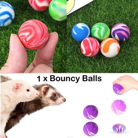 Fejapa 12 pcs Ferret Squeaky Toys Balls Squeaker Toys Teething Chewing Toy Colorful Bouncy Rubber Bell Balls Mylar Crinkle Interactive Sound Exercise Scratch Chew Toys for Ferrets Pet Cat Dog