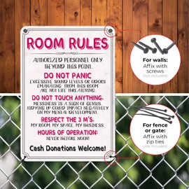 HYBLOM Room Sign For Teen Girls Bedroom Door Decor Teen Boy Room Signs Girl Room Rules Signs Dorm Wall Accessories Cool Things For Teens Funny Metal Tin Signs Gaming Room Decor 12x8 Inches