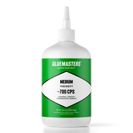 Professional Grade Cyanoacrylate (CA) Super Glue by GLUE MASTERS - 16 OZ (453-gram) - Medium 700 CPS Viscosity Adhesive for Woodworking, Aquascaping, Fabrication, 3D Printing