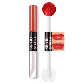 BEUKING Double Head Peel Off Lipstick & Moisturizing Lip Oil, Matte + Mirror Lip Tint Waterproof Highly Pigmented Smooth Lip Gloss Long Lasting Lip Stain for Daily Makeup (#04 Glamorous Stain, 0.7 OZ)