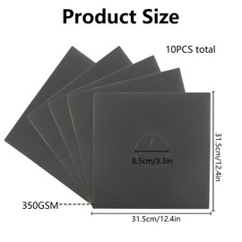 Oungy 10 PCS 12" Vinyl Record Sleeves 350GSM Blank Album Jackets Cardboard Record Jacket with Hole Outer Album Covers LP Record Jackets Anti Static LP Vinyl Record Storage Protector Covers, Black