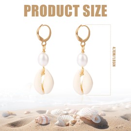 Shell Earrings, Golden Shell Earrings, Pearl Huggie Earrings Made of Alloy, Pearl Earrings, Beach Jewellery for Women, for Summer, Daily Life, Jewellery, Gift, Zinc