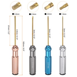 sourcing map 4pcs RC Hex Screwdriver 1.5mm 2mm 2.5mm 3mm Titanium Hexagon Screwdrivers Wrench RC Hex Driver Repair Tool with Colorful Handles for RC Models Car Helicopter Boat