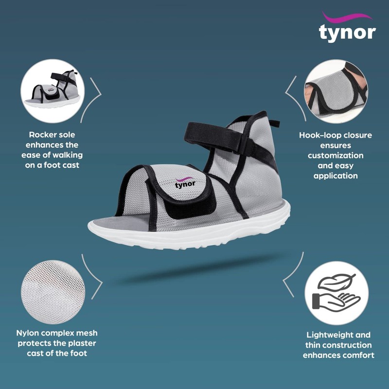 Tynor Cast Shoe Rocker Sole, Grey, Small, 1 Unit