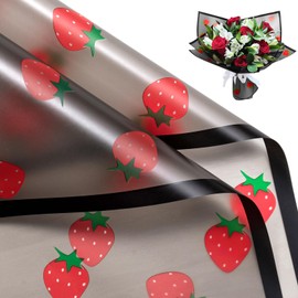 WRAPAHOLIC 20 hojas de papel de regalo de flores – 22.4 x 22.4 pulgadas, papel de regalo de ramo floral resistente al agua, fresa negra, suministros de floristería, embalaje para ceremonia de