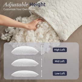 DONAMA Shredded Memory Foam Pillows, Adjustable Bed Pillows for Sleeping with 200g Extra Filling, Breathable Back Stomach and Side Sleeper Pillow with Washable Pillowcase-King Size (20"x 36")