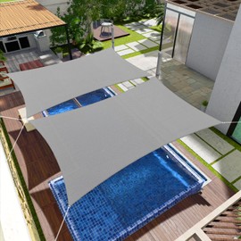 Goleray Sun Shade Sail 18'x20' Rectangle Shade Canopy with Hardware Kit Heavy Duty UV Block Awning for Patio Garden Yard Backyard Commercial Grade (Grey)