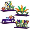 KSKSPE 4Pcs Mardi Gras Wooden Table Centerpiece Decorations