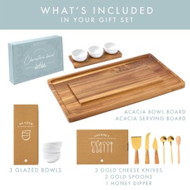 Grazerie Charcuterie Boards Set - Acacia Cheese Board for Serving with Accessories - House Warming Gifts for New Home, Bridal Shower & Wedding Gift, Birthday Gifts for Women