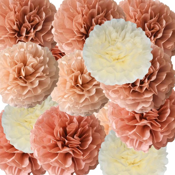 12pcs Tissue Paper Pom Poms Flowers Blush Pink Rose Paper