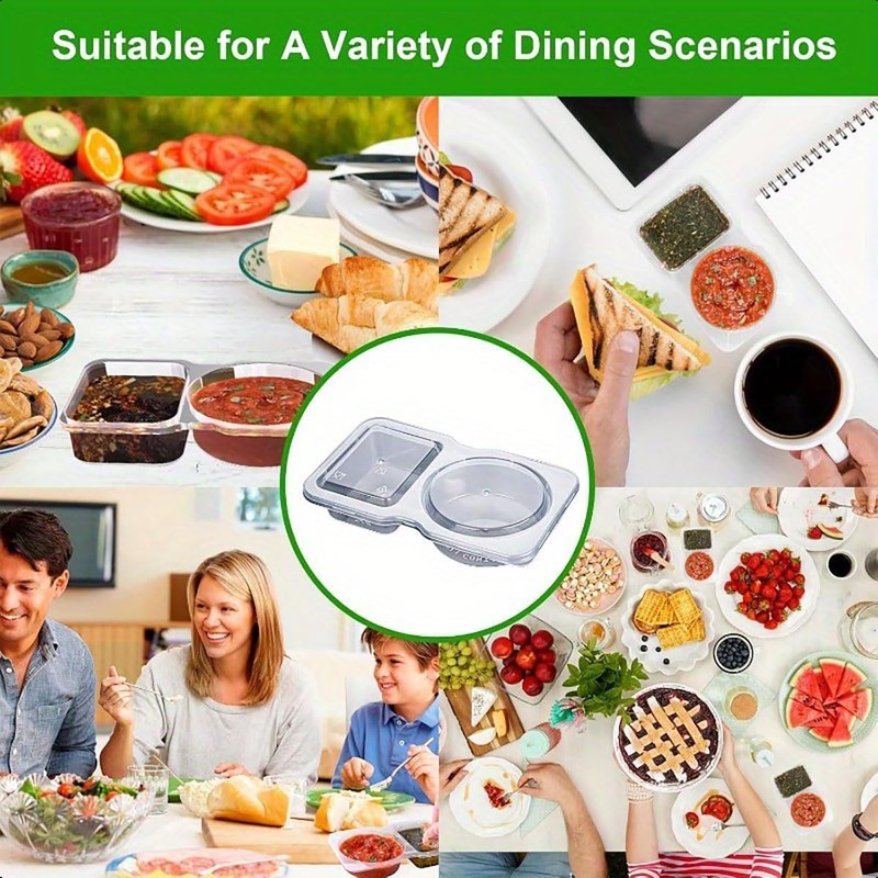 20 Sets Reusable Snack Pack Containers, Double Compartment Snack Containers