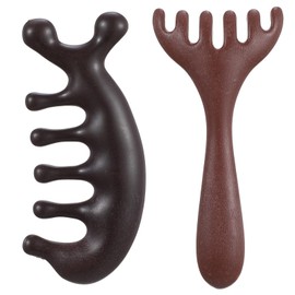Guduling 2 Pcs Wooden Massage Comb,Wood Scalp Massager,Massage Comb for Head & Body Massages, No Static, Gua Sha Therapy, Stress Relief Hair Care for Men & Women