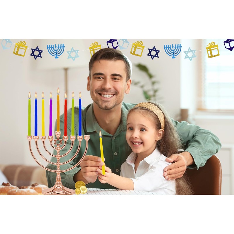 The Dreidel Company 2 Pack Multicolor Hanukkah Candles Menorah Candles