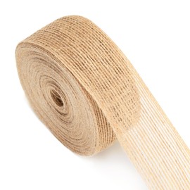 G2PLUS 4CM Natural Hessian Ribbon, 10M Jute Burlap Craft Ribbon, Brown Ribbon for Crafting, Rustic Jute Band for Bouquet, Hessian Wrapping Ribbon for Prsents, Christmas Wreaths Project