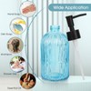 Topsky Stripe Glass Soap Dispenser with Black Plastic Pump, 400ml