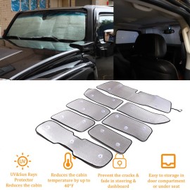 momocar 8PCS For Hummer H3 2005-2009 Car Window Sunshade Visors Full Set UV Block Cover