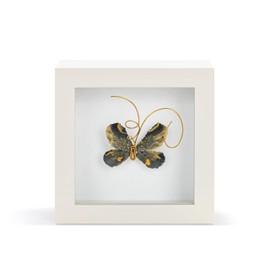 DEMDACO Wall or Tabletop Shadow Box, Everyday Home Décor, 4 Inch Wood and Glass, Heart of Gold Butterfly