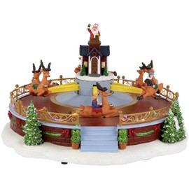 Northlight Animated and Musical Reindeer Ride LED Lighted Christmas Village Display - 12"