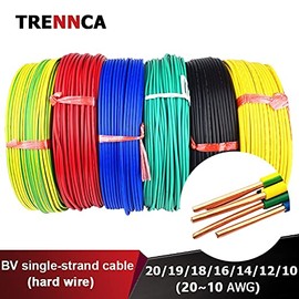 BV Copper Solid Single core el Electrical Wires Electric Guide Wire Power PVC Single core Cable 220V red fil 18 16 12 awg 14awg (Color : Green, Length : 20m)