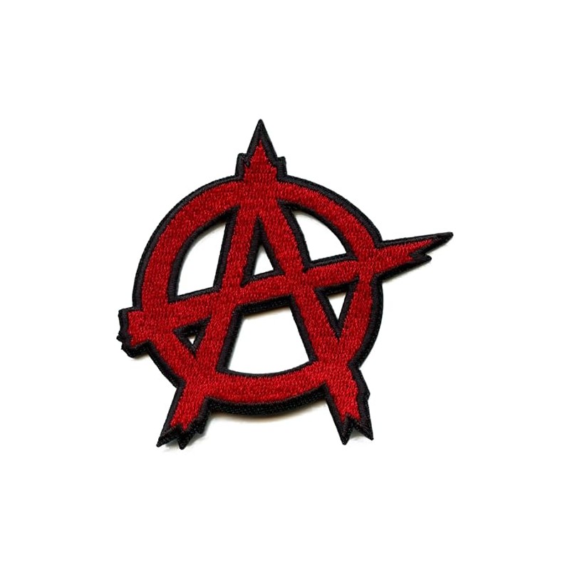Red Anarchy Symbol Patch Rebel Alternative Protest Embroidered Iron On