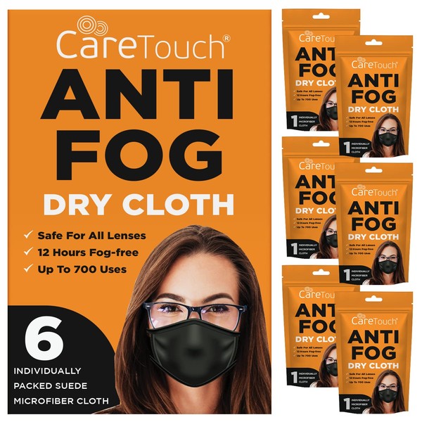 Care Touch Anti-Fog Dry Cloth - Anti Fog Wipes for Glasses - Individually Wrapped Suede Microfiber Cloth - Safe for All Lenses - 24-Hours Fog Free - Up to 700 Uses - Eyeglass Cloth for Cleaning