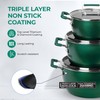 Granitestone Green Pots and Pans Set Nonstick, 6 Stackable Piece