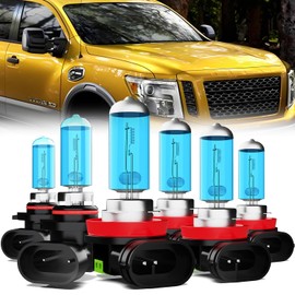 LECCIBUB Headlight Bulbs Compatible With Nissan Titan XD 2016-2019, 9005+H11 High Low Beam + H11 Fog Lights Halogen Light Bulb Combo, Super Bright 6000K White, Plug and Play, Pack of 6