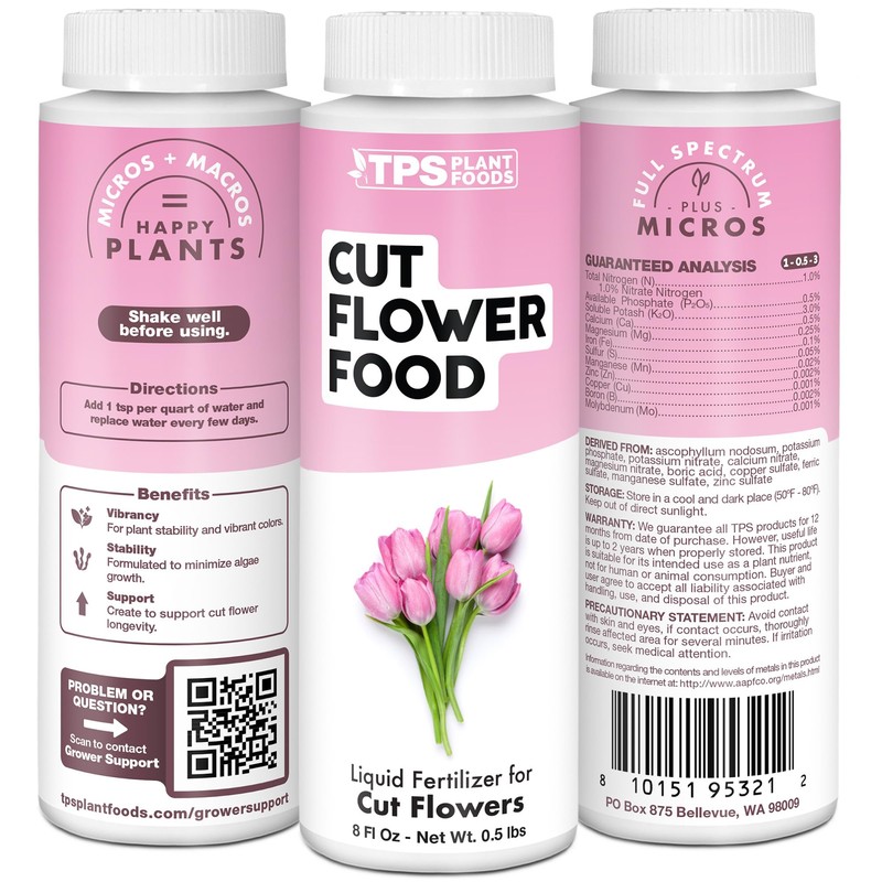 Cut Flower Food, Liquid Nutrients to Keep Flowers Fresh Longer,