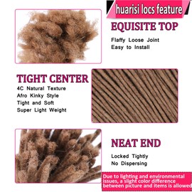 Huarisi 0.6cm Thick 12 Inch 60Strands Brown Human Hair Dreadlock Extensions for Women Full Head Handmade Permanent loc Extensions #30 Soft Men Dreadlock Extensions