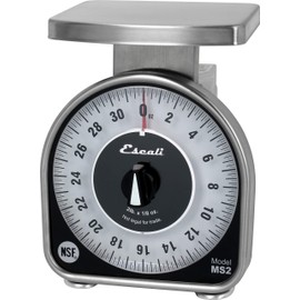 San Jamar Ms Series Mechanical Dial Scale Manual Food Scale with 2 Pound Capacity for Kitchens, Restaurants, And Cooking, Metal, 32 Ounces, Silver