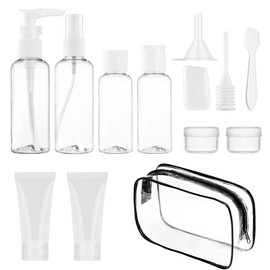 13 Pcs Travel Bottles for Toiletries, Clear Liquid Empty Containers Leak Proof Refillable BPA Free Travel Accessories with Storage Bag for Travel, Shampoos, Conditioner and Body Wash, Transparent
