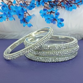Efulgenz Crystal Bangles for Women - Indian Rhinestone Bracelet Set - Stone Wedding Bridal Bracelet Jewellery - Bollywood Bangle Set