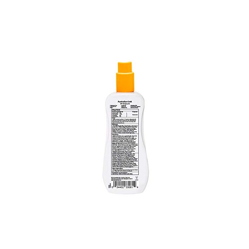 Australian Gold Spray Gel Sunscreen Moisturize Hydrate Skin, Broad Spectrum,