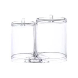 Gitabrande COSMETIC 투명 아크릴 원형 2구 화장솜 면봉 화장품 정리함 COSMETIC Transparent Acrylic Round 2-Compartment Cotton Pad Q-Tip Makeup Organizer [Item]