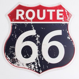 Route 66 Vintage Polygon Metal Tin Signs, Retro Metal Tin Sign for Home Garage Man Cave Room Street Wall Decor Art 12 x 12 Inch