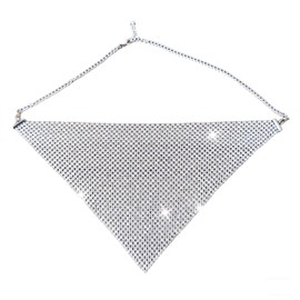 Bvxchg Sparkling Rhinestone Mesh Mask Triangle Mask with Diamonds for Carnival (Silver)