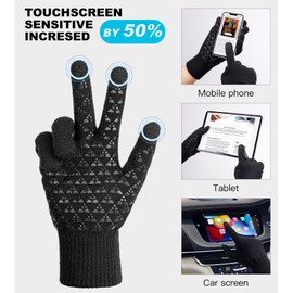 Wmcaps Winter Gloves Men and Women, Touchscreen Gloves, Thermal Knitted Gloves, Warm Gloves, Winter, Birthday, Christmas, Gifts for Men, Lined Port, Running Gloves, black