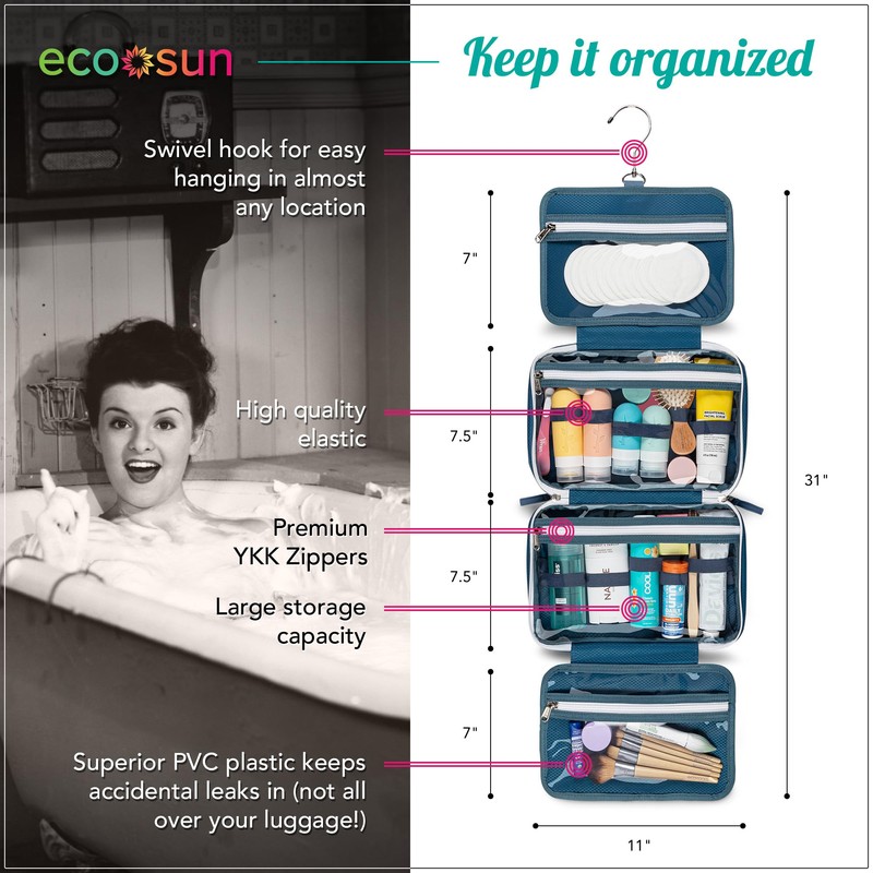 Eco Sun Hanging Travel Toiletry Bag — Designed in Hawaii