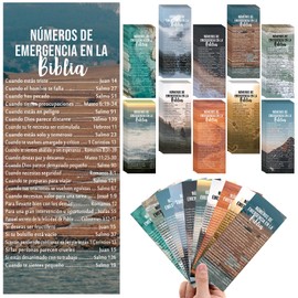 Motiskyy 100 Pcs Emergency Numbers Bookmarks Christian Bookmarks Bulk Bible Verse Cards Inspirational Scripture Cards Fathers Day Gifts in Bulk for Church Members Sunday School Welcome Gifts (Spanish)