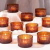 HAVITI 24 pcs Large Tea Light Holders, Amber Glass Candle