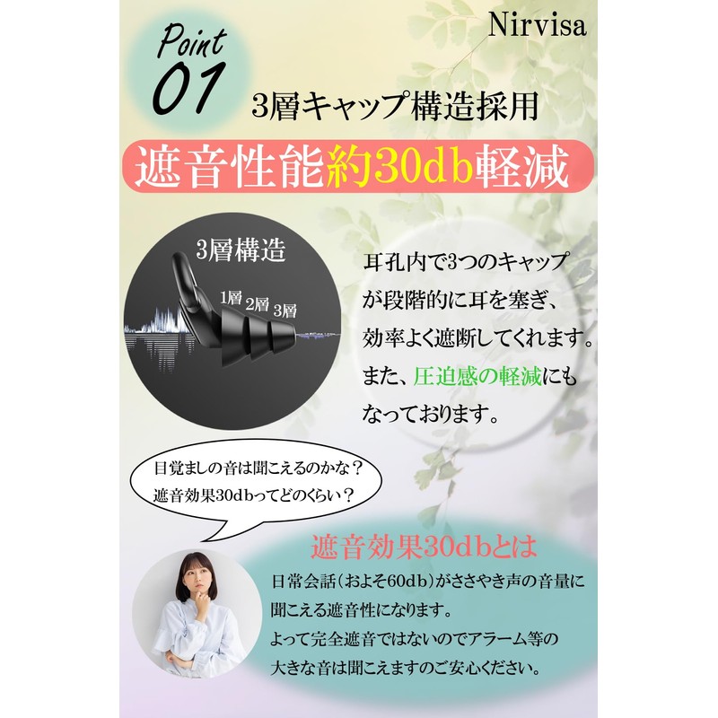 Nirvisa Ear Plugs for Sleeping, Live, Reading, Hearing Protection, Quiet