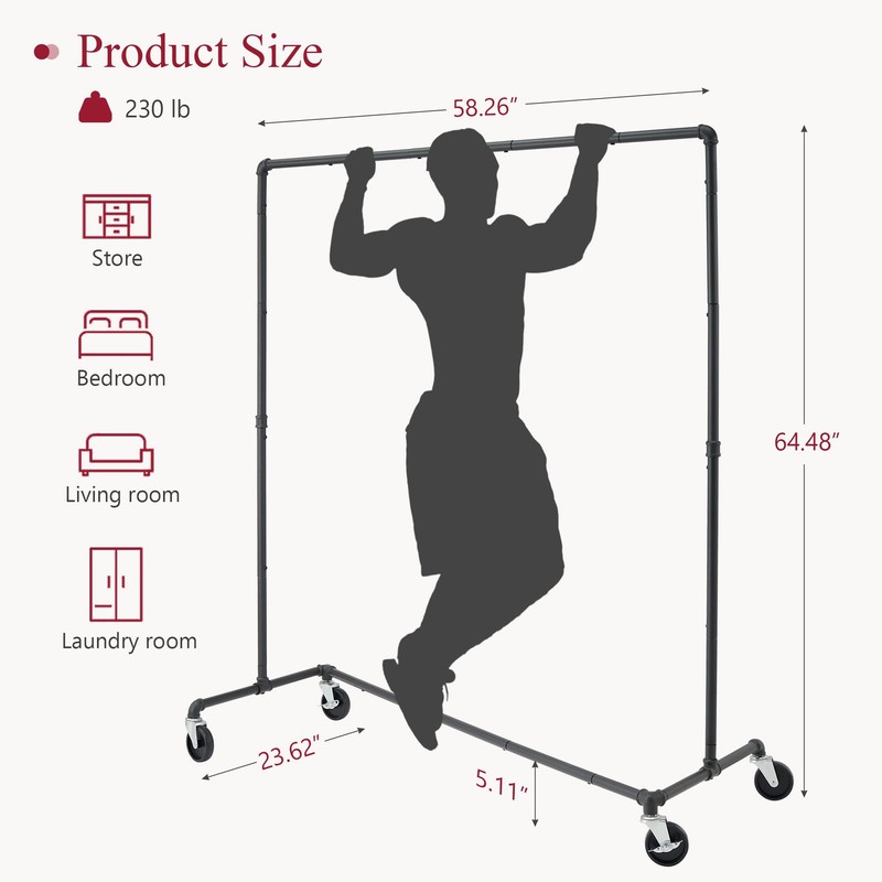 Tajsoon 2 Packs Rolling Clothes Racks for Hanging Clothes Z