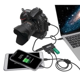 Tripp Lite Gen 1 USB-C Hub, Portable USB-C to USB-A Splitter for Charging and Data Transfer, Thunderbolt 3, 5 Gbps, 1.5 A, Aluminum (U460-004-4A-Al)