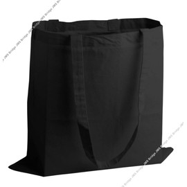 10 Cotton Bag Tote Bags, Reusable Premium Black Cotton Shopper Bags with Long Handle; Ideal for Shopping. Can be Screen Printed, Designed and Customized. Machine Washable (Pack of 10) (BLACK)