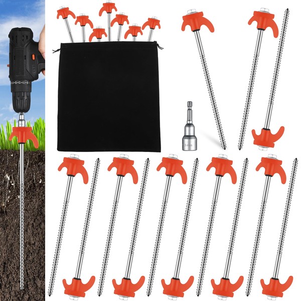 Yaocom 20 Pcs 8" Screw in Tent Stakes Heavy Duty