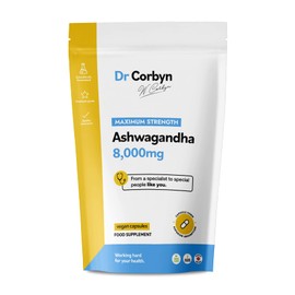Dr Corbyn Ashwagandha 8,000mg with 12mg Withanolides (360 Capsules) | Maximum Strength Ashwagandha Supplement | Capsules for Superior Absorption | Vegan & UK Made