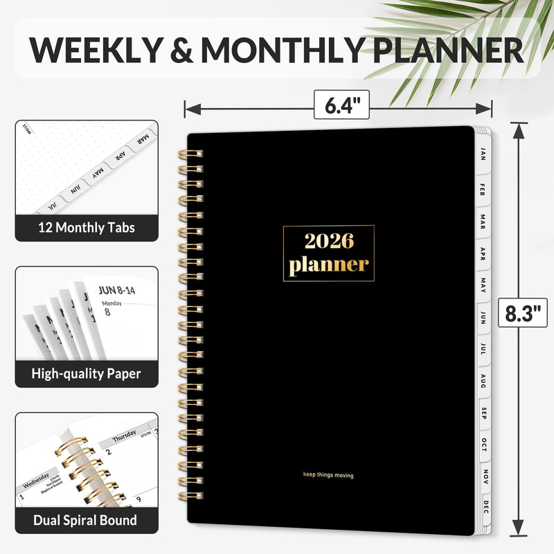 SUNEE 2026 Planner, Weekly and Monthly Calendar Planner, January 2026-December