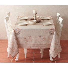 Maison d' Hermine 100% Cotton Table Cover - 70"x90" Rectangle Decorative Tablecloth - Tablecloths for Dining, Wedding, Baby Shower, Home, Farmhouse, Kitchen & Parties - Society Florals Collection